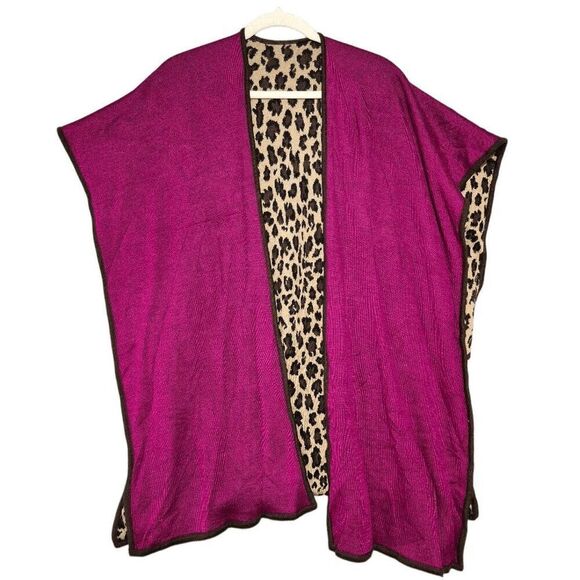 Lauren Ralph Lauren Women's Merino Wool Blend Reversible Animal Print Cape OS - Picture 11 of 11